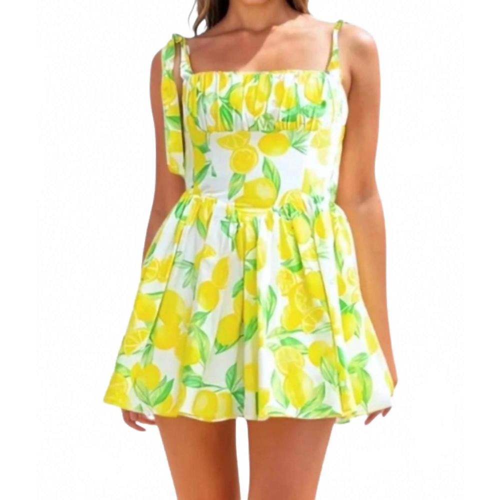 NEW EVENUEL bella corset mini dress in limone